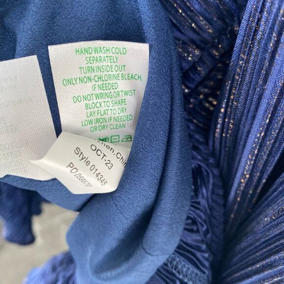 Lilly Pulitzer Jessamie Dress Low Tide Navy Foil Printed Crinkle Woven Size 10 - Picture 11 of 12